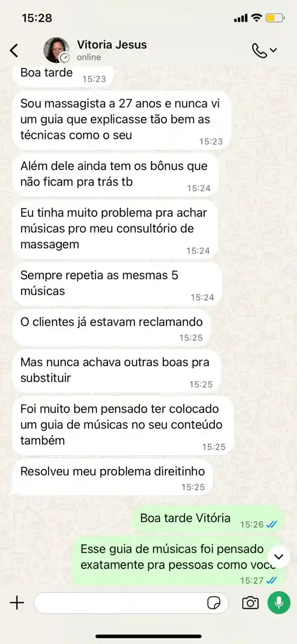 Depoimento de Vitoria Jesus sobre os guias e bônus