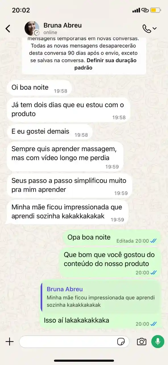 Depoimento de Bruna Abreu sobre os passos simples do material